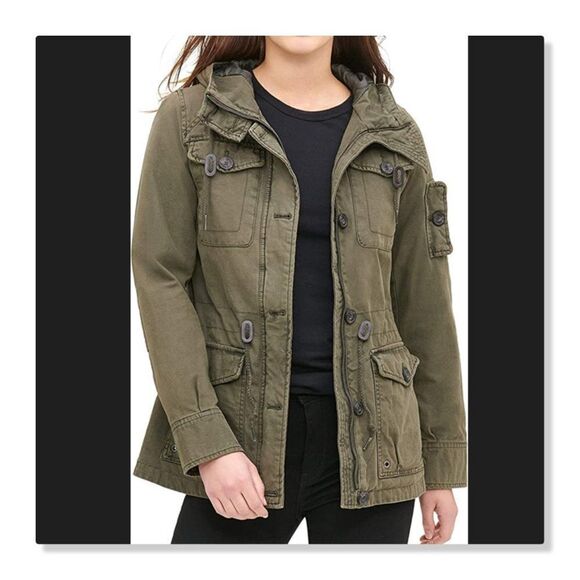 NEW! Levi's Hooded Field Utility Jacket - size Small in Green - Picture 1 of 16